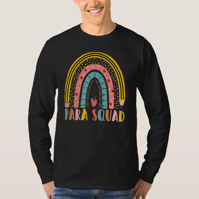 Paraprofessional Para Squad Teacher Crew Boho Rain T-Shirt (Front)