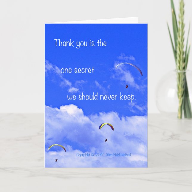 Parasailing #2 with poem: No Secret Card (Front)