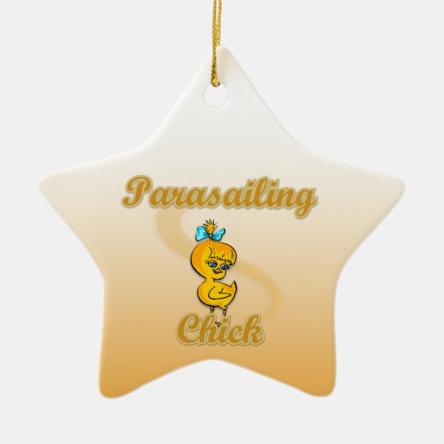 Parasailing Chick Ceramic Tree Decoration (Front)