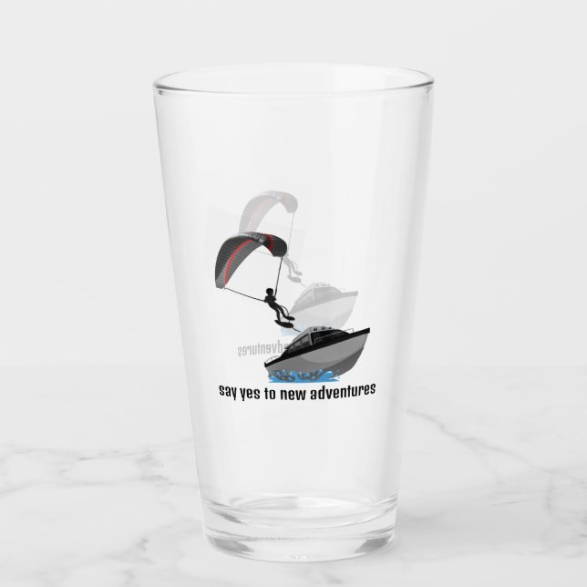 Parasailing Design Drinking Glass (Front)