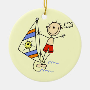 Parasailing Stick Figure Ceramic Tree Decoration