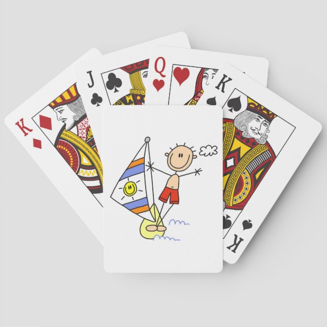 Parasailing Stick Figure Playing Cards (Back)