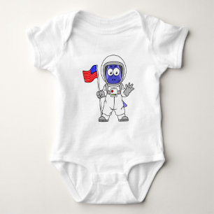 Parasaurolophus Astronaut Holding American Flag. Baby Bodysuit