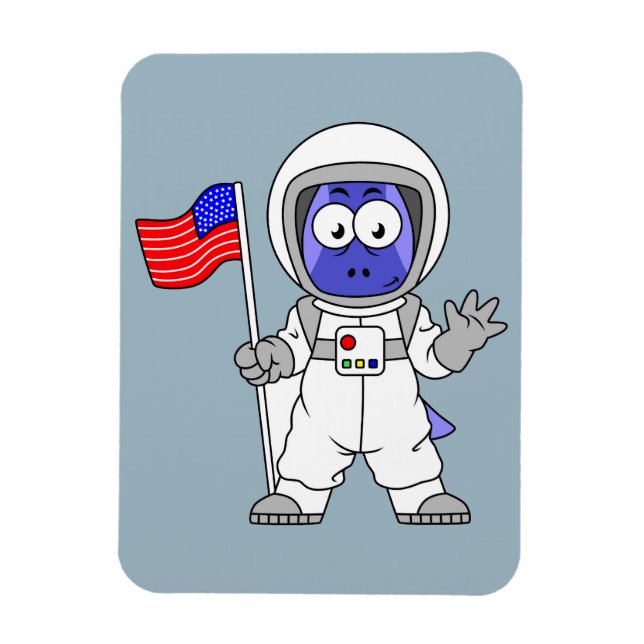 Parasaurolophus Astronaut Holding American Flag. Magnet (Vertical)