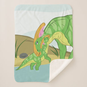 Parasaurolophus Mum and Baby Sherpa Blanket