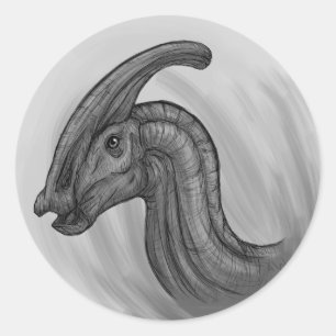 Parasaurolophus Sketch Classic Round Sticker