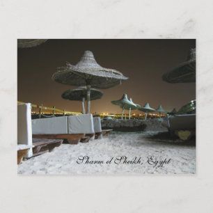 Parasols at Night in Sharm el Sheikh, Egypt Postcard
