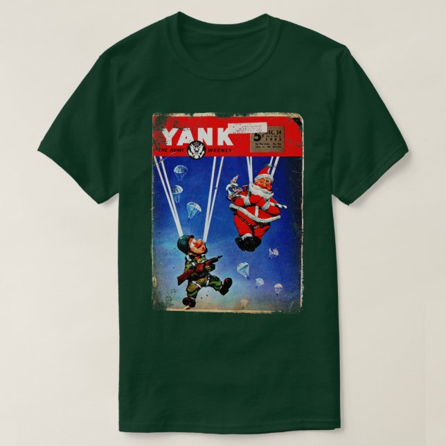Paratroops Santa Claus and Yank Magazine 1943 WWII T-Shirt (Design Front)