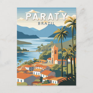 Paraty Brazil Travel Art Vintage Postcard