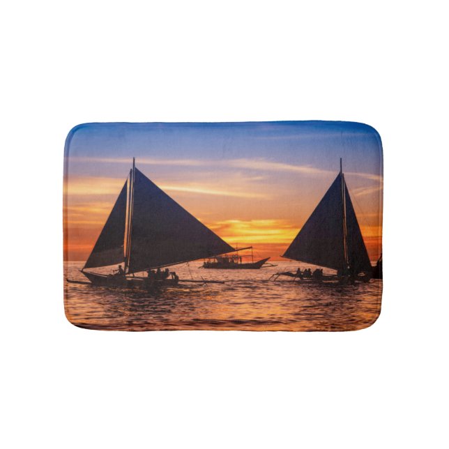 Paraw Sailing At Sunset |Phillipines Bath Mat (Front)