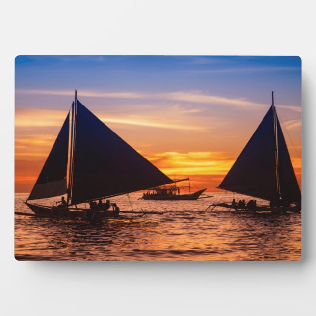 Paraw Sailing At Sunset |Phillipines Plaque (Front)