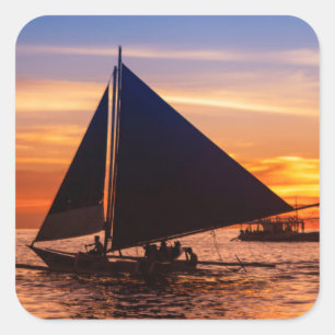 Paraw Sailing At Sunset Phillipines Square Sticker