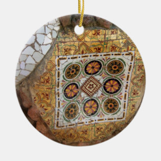 Parc Guell Mosaic Green and Orange Ceramic Tree Decoration