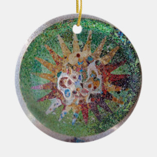 Parc Guell Mosaic Green and Rainbow Ceramic Tree Decoration