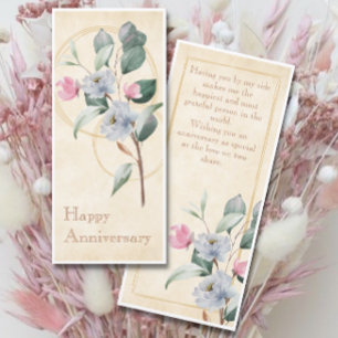 Parchment and Floral 4"x9" Anniversary Card