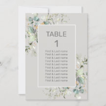 Parchment Color & Green Leaves Table Number