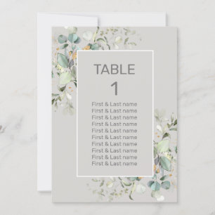 Parchment Colour & Green Leaves Table Number