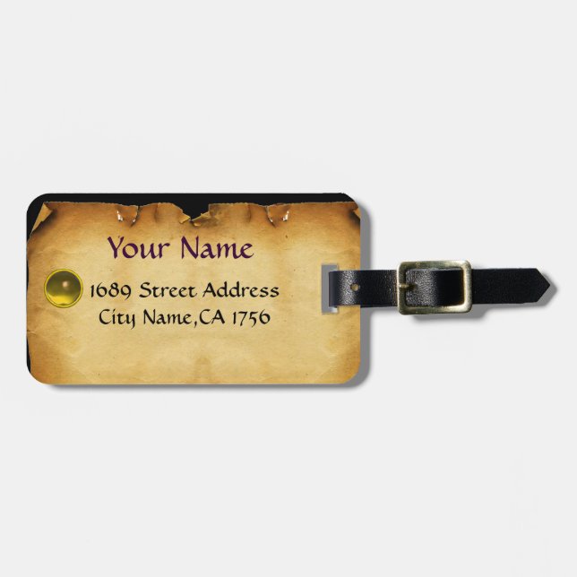 PARCHMENT GEM yellow Luggage Tag (Front Horizontal)