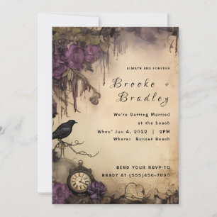 Parchment Gothic Timepiece Wedding Invitation