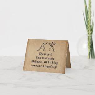 Parchment Knight Valour Fencing Duel Thank You Card