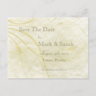 Parchment Leafy Flourish Save The Date Announcement Postcard