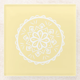 Parchment Mandala Glass Coaster