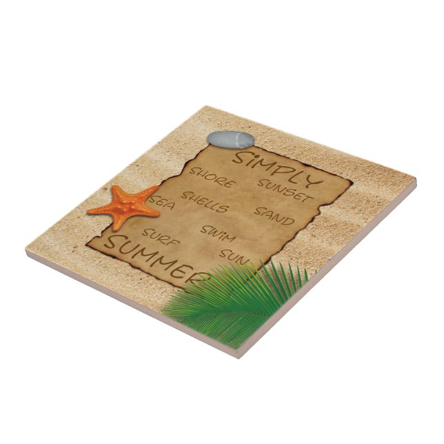 Parchment on Sand Background - Ceramic Tile (Side)