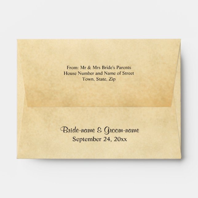 Parchment Pattern Design Wedding Envelope (Back (Top Flap))