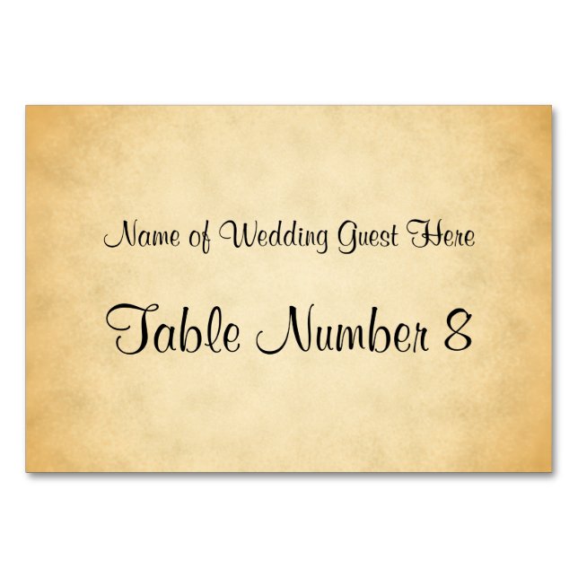 Parchment Pattern Design Wedding Place Cards (Front)