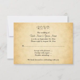 Parchment Pattern Design Wedding RSVP Card