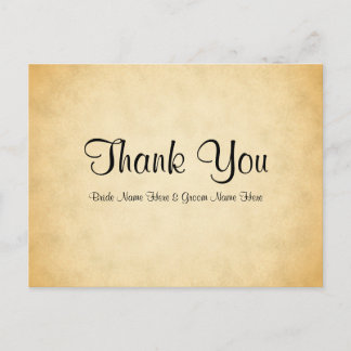 Parchment Pattern Design Wedding Thank You Postcard