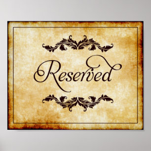 Parchment Script Reserved Sign Wedding 8x10