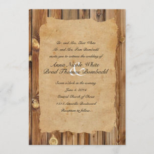 Parchment Wood Rustic Country Wedding Invitation