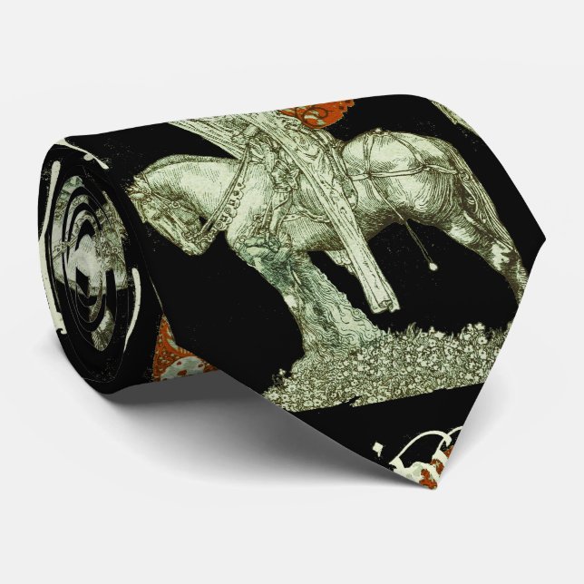 PARCIFAL IN QUEST OF HOLY GRAIL Black White Red Tie (Rolled)