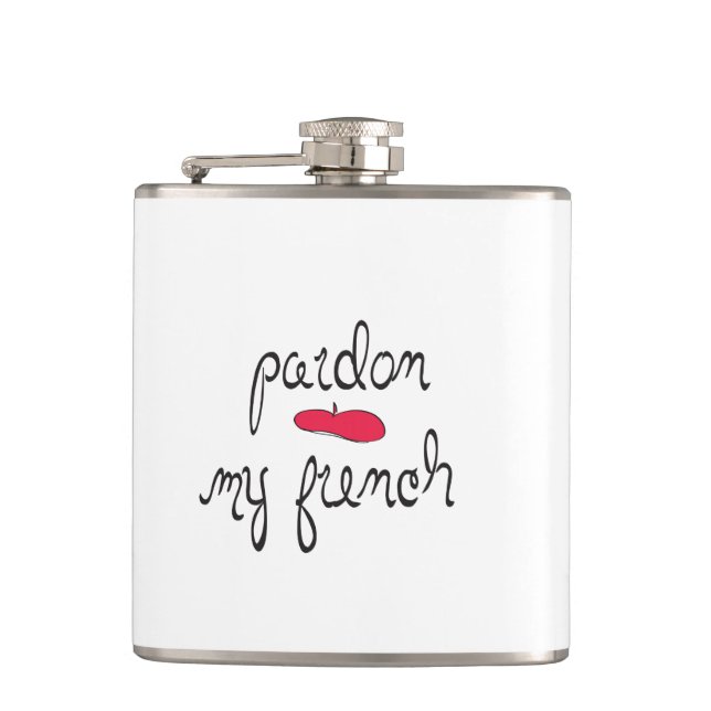 Pardon My French with Beret Hip Flask (Front)