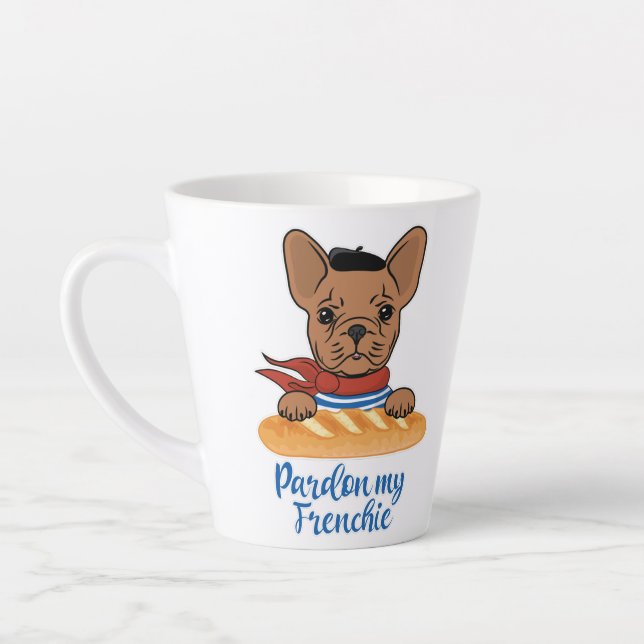 Pardon My Frenchie - Funny French Bulldog Latte Mug (Left)