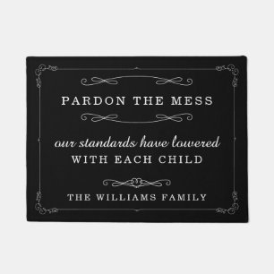 Pardon the Mess   Funny Family Name Monogram Doormat