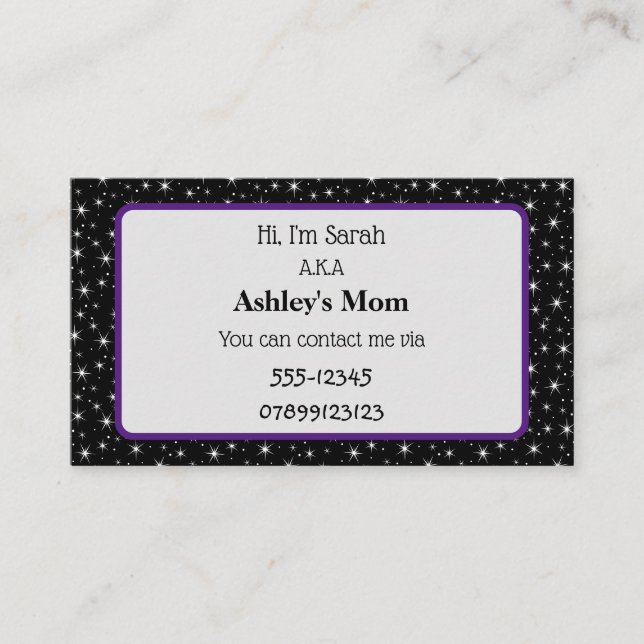 Parent Contact Business Card (Front)