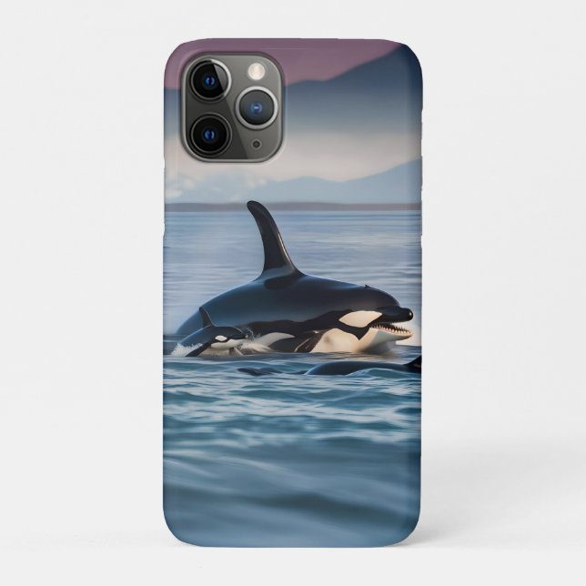 Parental Bliss: Mommy And Baby Orcas In The Ocean, Case-Mate iPhone Case (Back)