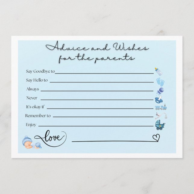 Parenting Advice Cards for Baby Shower – Fun & Fun (Front)