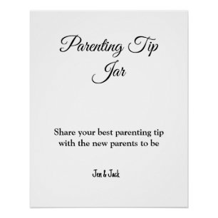 parenting tip jar baby shower game poster