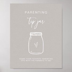 Parenting Tip Jar Sign Baby Shower Game Decor F201
