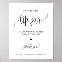 Parenting Tip Jar Sign, Minimalist Calligraphy