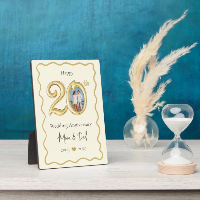 Parents 20th Wedding Anniversary Photo Plaque (Side)
