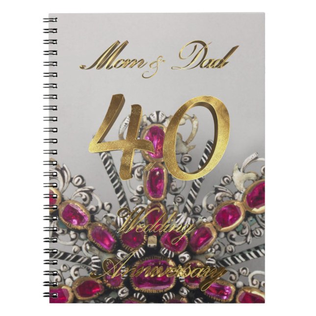 Parents 40th Wedding Aniversary Ruby Wedding Spiral Notebook (Front)