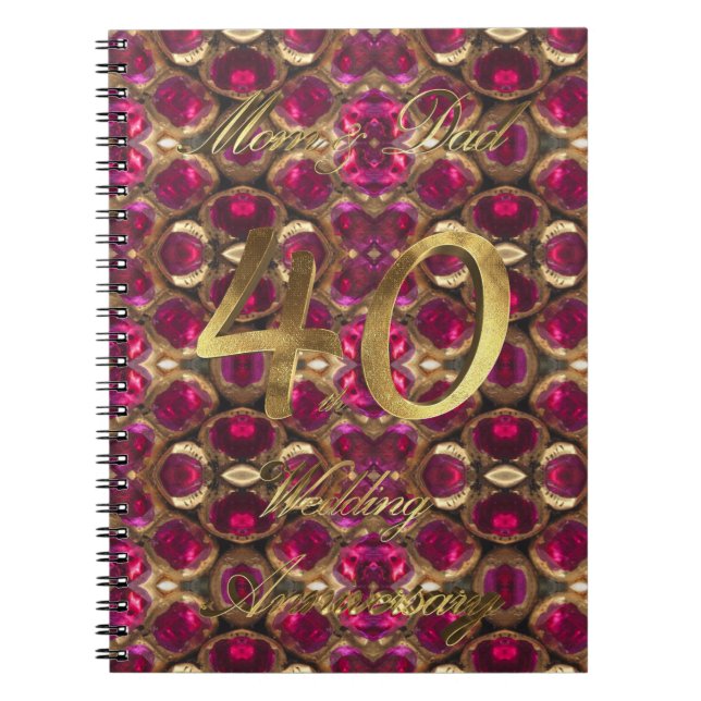 Parents 40th Wedding Aniversary Ruby Wedding Spiral Notebook (Front)