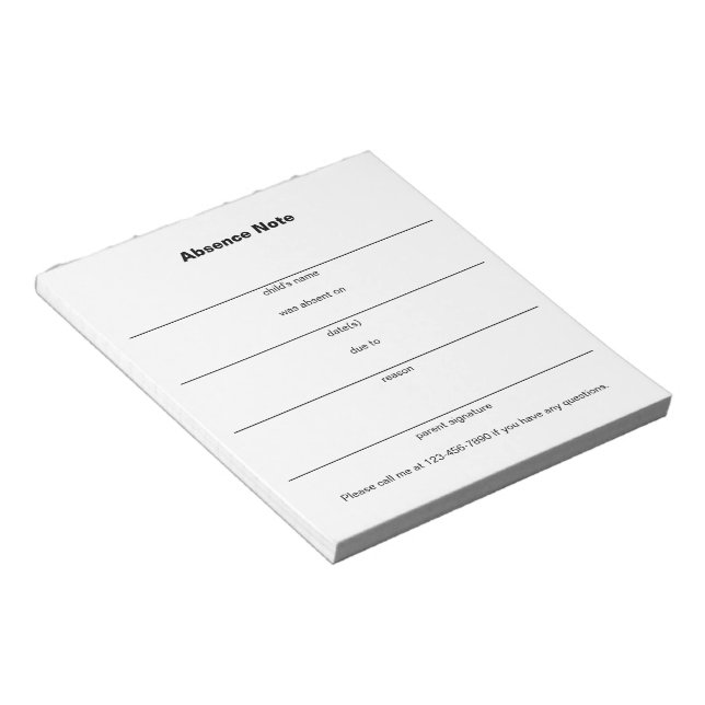 Parent's Absence Note for School Template (Angled)