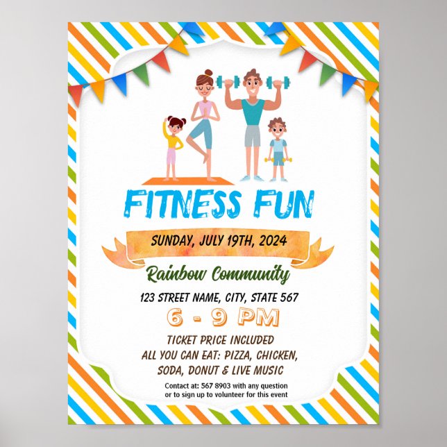 Parents and Kids fitness fun night flyer poster (Front)