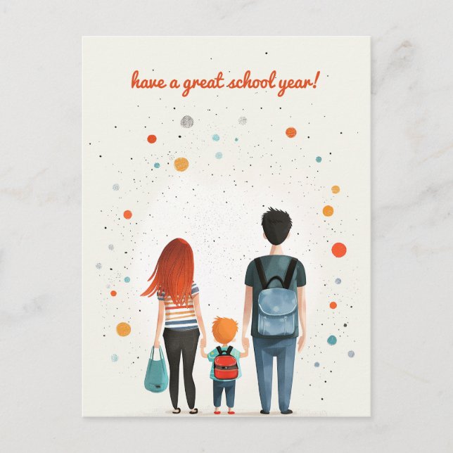 Parents and the School Kid Postcard (Front)