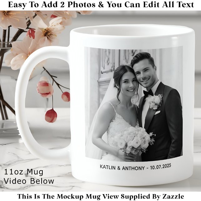 Parents & Couple Minimalist Two Photo Wedding Coffee Mug (Creator Uploaded)